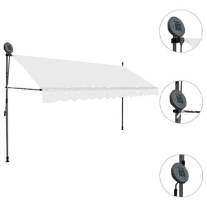 Einziehbare Markise Handbetrieben mit LED 350 cm Creme