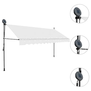 Einziehbare Markise Handbetrieben mit LED 400 cm Creme