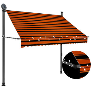 Einziehbare Markise Handbetrieben mit LED 200 cm Orange Braun