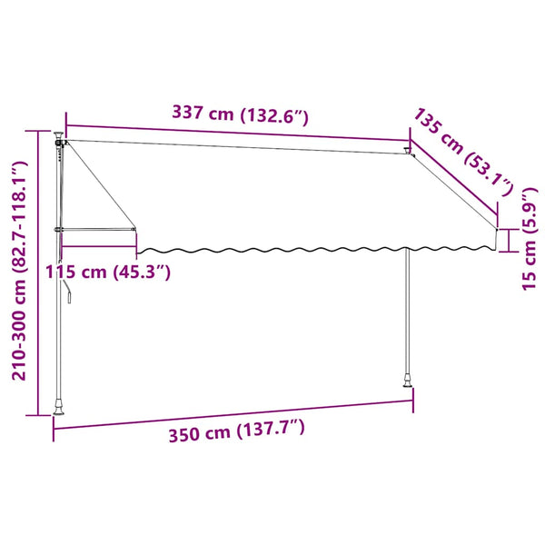 Einziehbare Markise Handbetrieben mit LED 350 cm Orange Braun