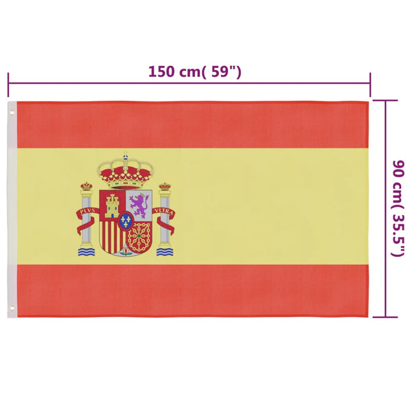 vidaXL Flag of Spain 90 x 150 cm