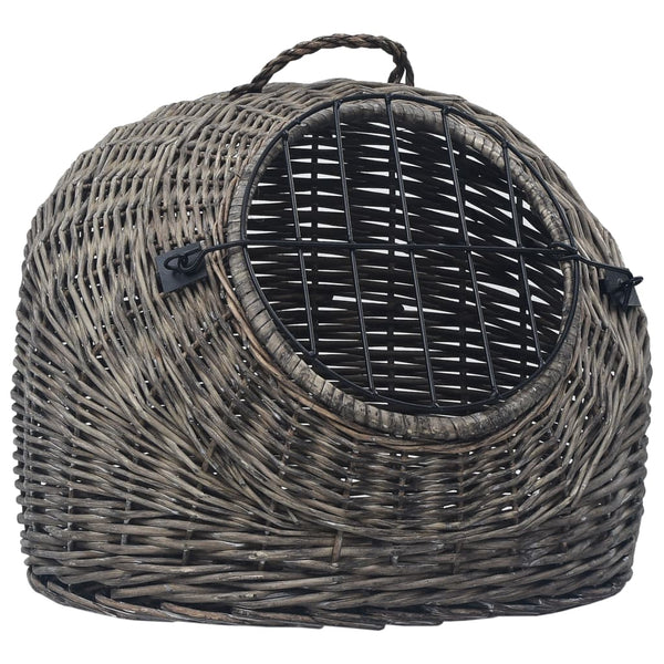vidaXL Cat Carrier Gray 50x42x40 cm Natural Wicker