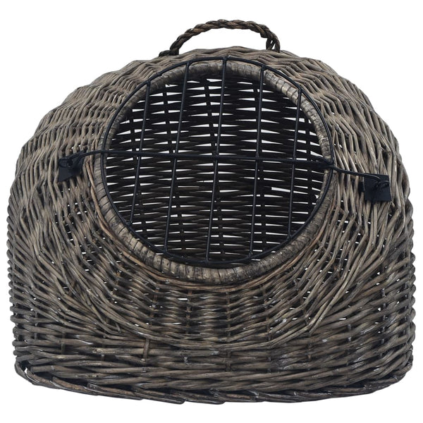 vidaXL Cat Carrier Gray 50x42x40 cm Natural Wicker