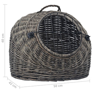 vidaXL Cat Carrier Gray 50x42x40 cm Natural Wicker