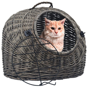 vidaXL Cat Carrier Gray 50x42x40 cm Natural Wicker