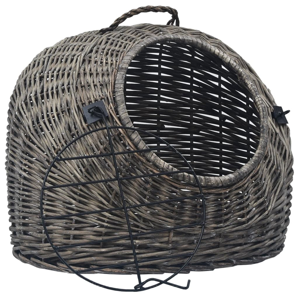 vidaXL Cat Carrier Gray 60x45x45 cm Natural Wicker