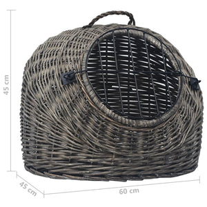 vidaXL Cat Carrier Gray 60x45x45 cm Natural Wicker