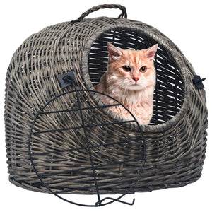 vidaXL Cat Carrier Gray 60x45x45 cm Natural Wicker