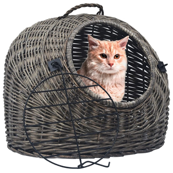 vidaXL Cat Carrier Gray 60x45x45 cm Natural Wicker
