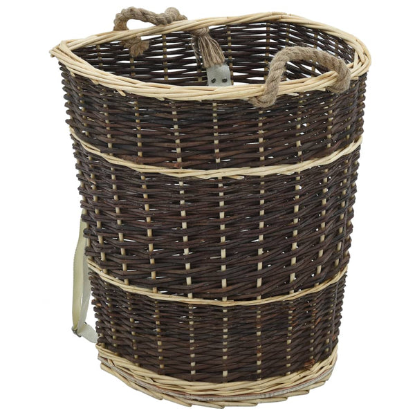 vidaXL Willow Wood Basket with Carrying Straps 44.5x37x50 cm Natural