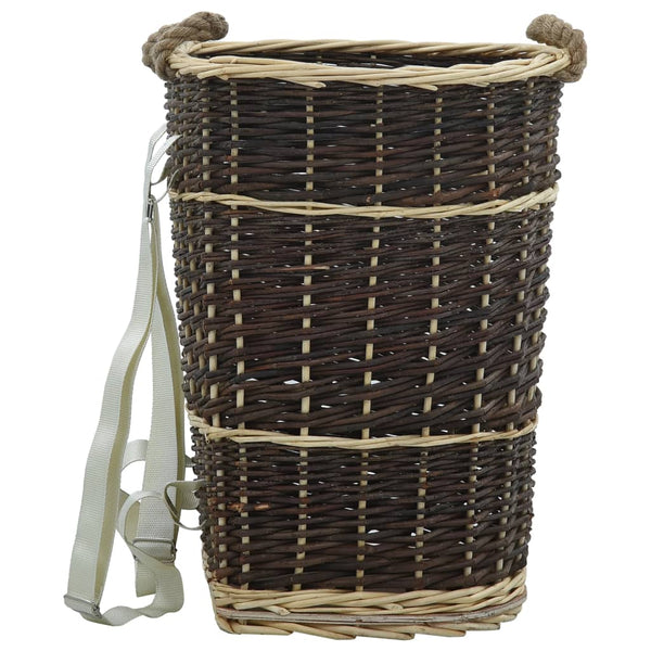 vidaXL Willow Wood Basket with Carrying Straps 44.5x37x50 cm Natural