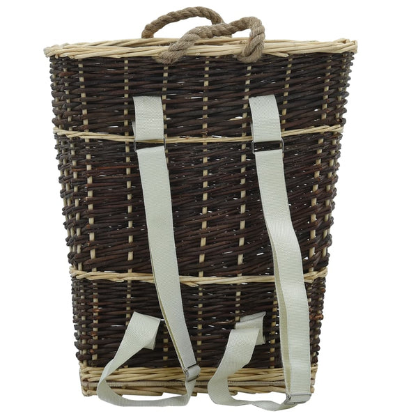 vidaXL Willow Wood Basket with Carrying Straps 44.5x37x50 cm Natural