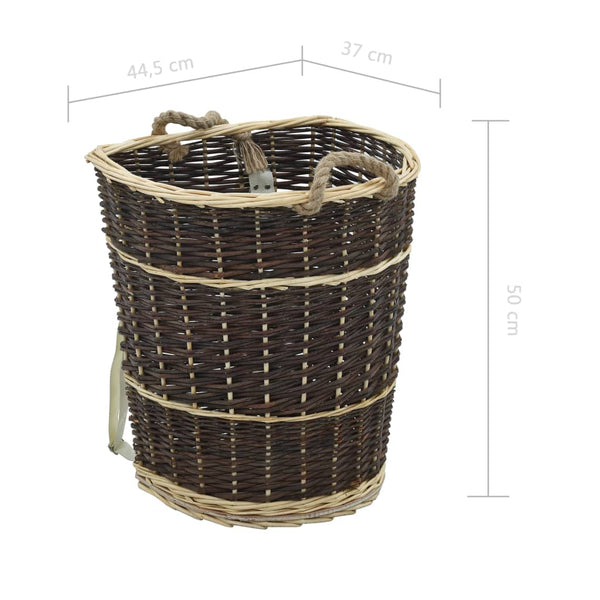 vidaXL Willow Wood Basket with Carrying Straps 44.5x37x50 cm Natural