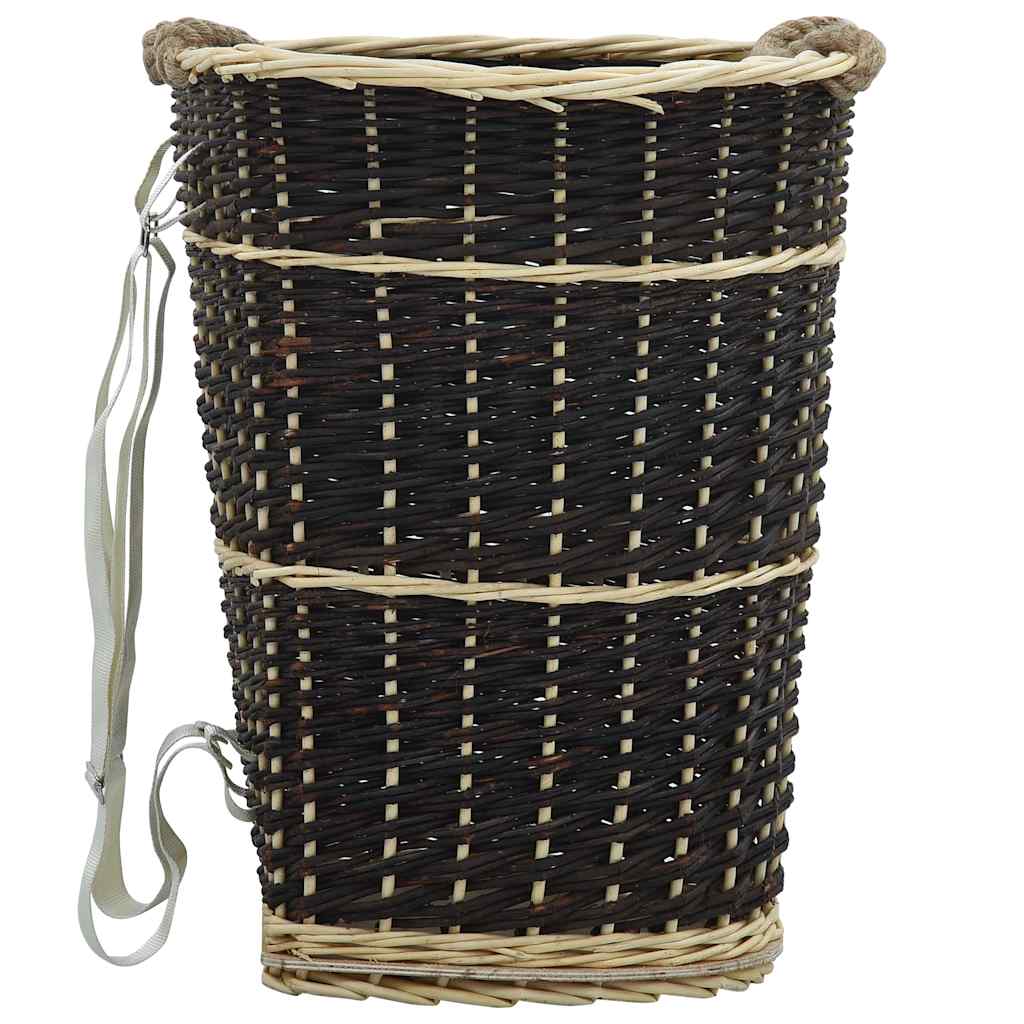 vidaXL Firewood Basket with Carry Straps 50 x 44 x 58 cm Natural Wicker