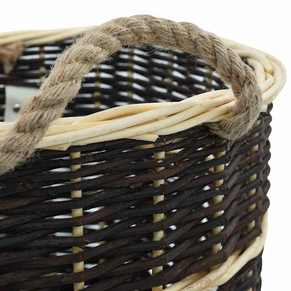 vidaXL Firewood Basket with Carry Straps 50 x 44 x 58 cm Natural Wicker