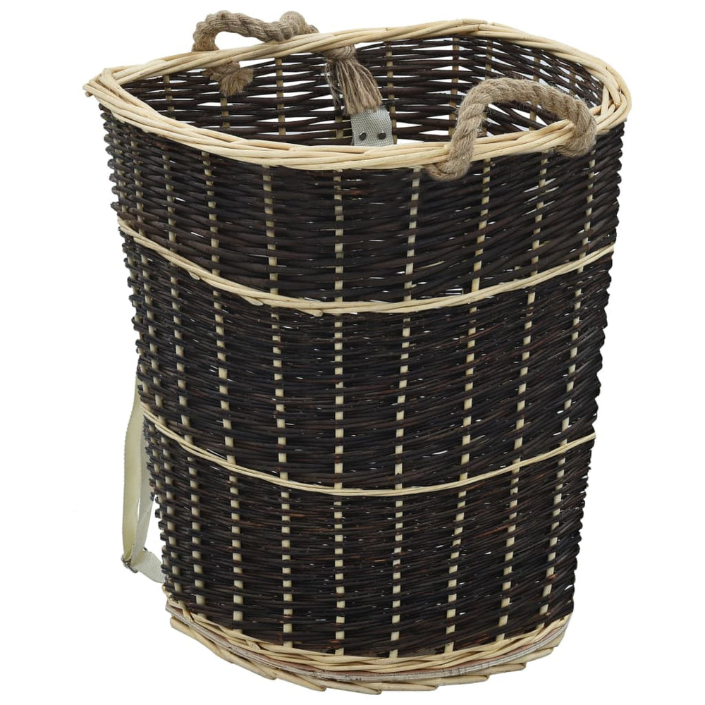 vidaXL Log Basket with Carry Straps 57 x 51 x 69 cm Natural Willow