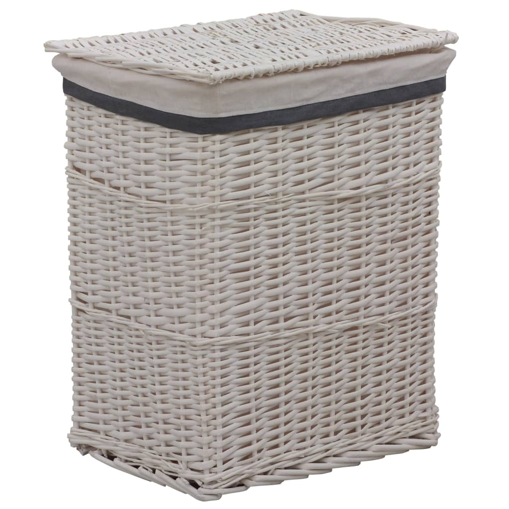 vidaXL Laundry Basket White Wicker