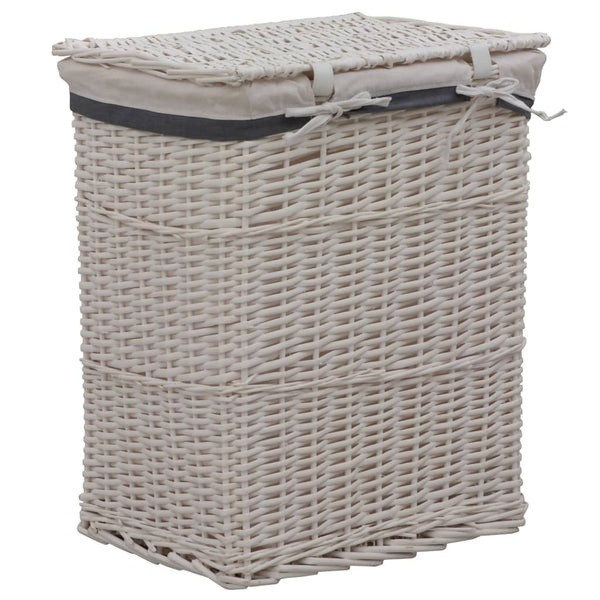 vidaXL Laundry Basket White Wicker