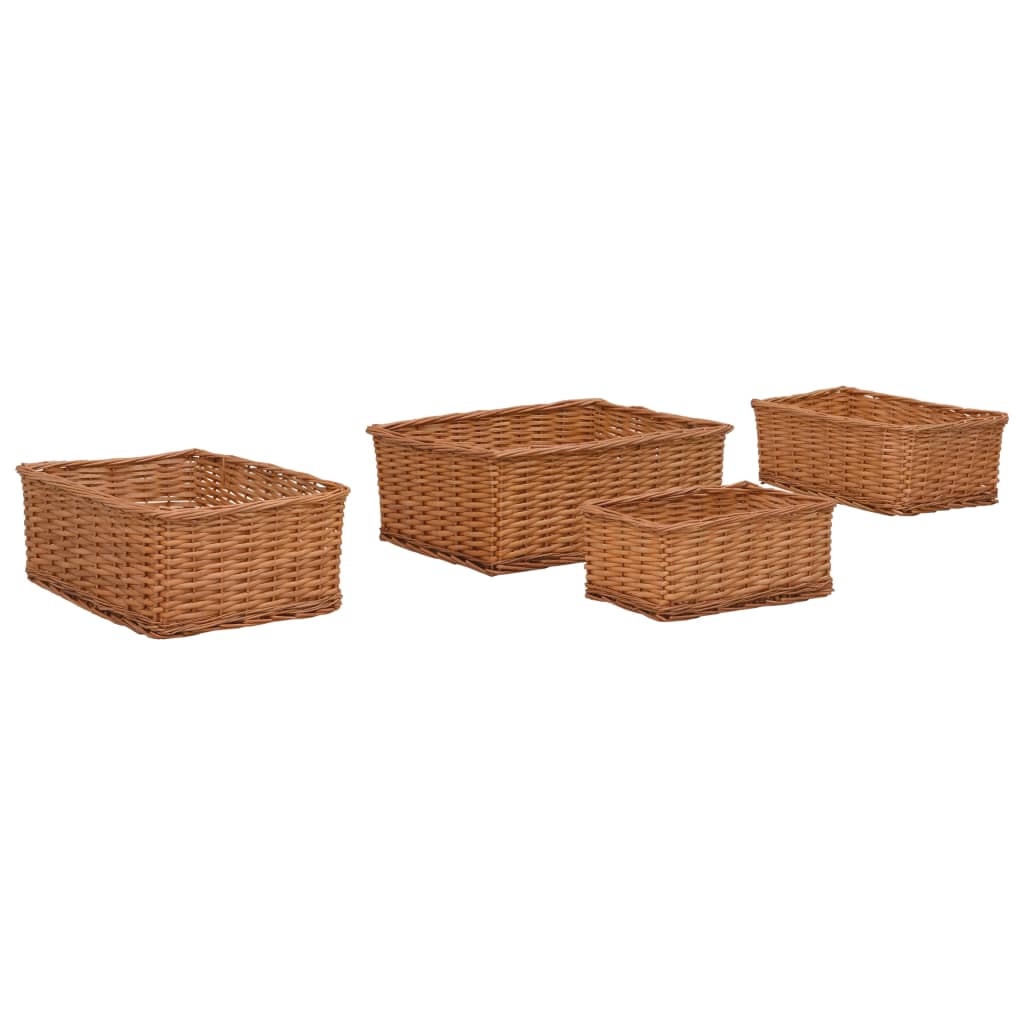 vidaXL 4-piece Nesting Basket Set Brown Woven Willow