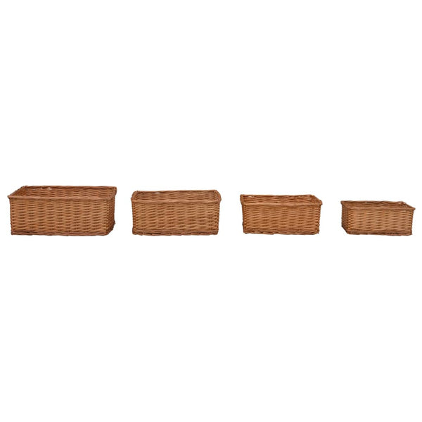 vidaXL 4-piece Nesting Basket Set Brown Woven Willow