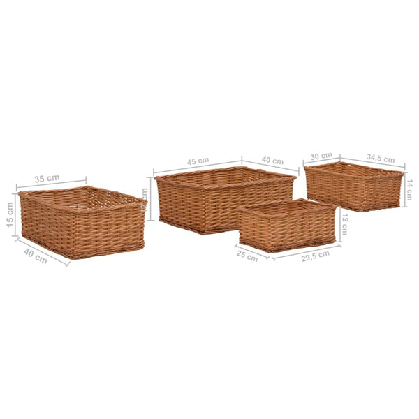 vidaXL 4-piece Nesting Basket Set Brown Woven Willow