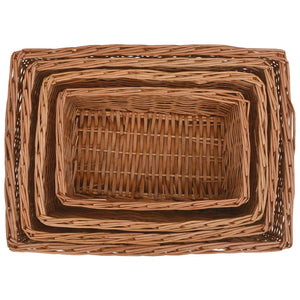 vidaXL 4-piece Nesting Basket Set Brown Woven Willow
