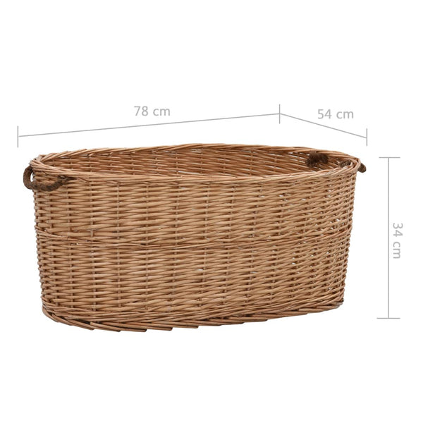 vidaXL Wicker Log Basket with Handles 78 x 54 x 34 cm Natural
