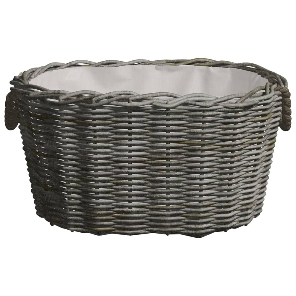 vidaXL Wicker Log Basket with Handles 59x42x28 cm Grey