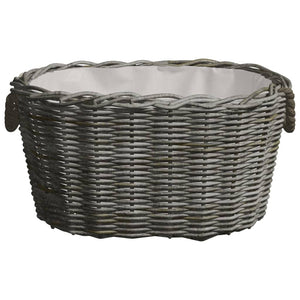 vidaXL Wicker Log Basket with Handles 59x42x28 cm Grey