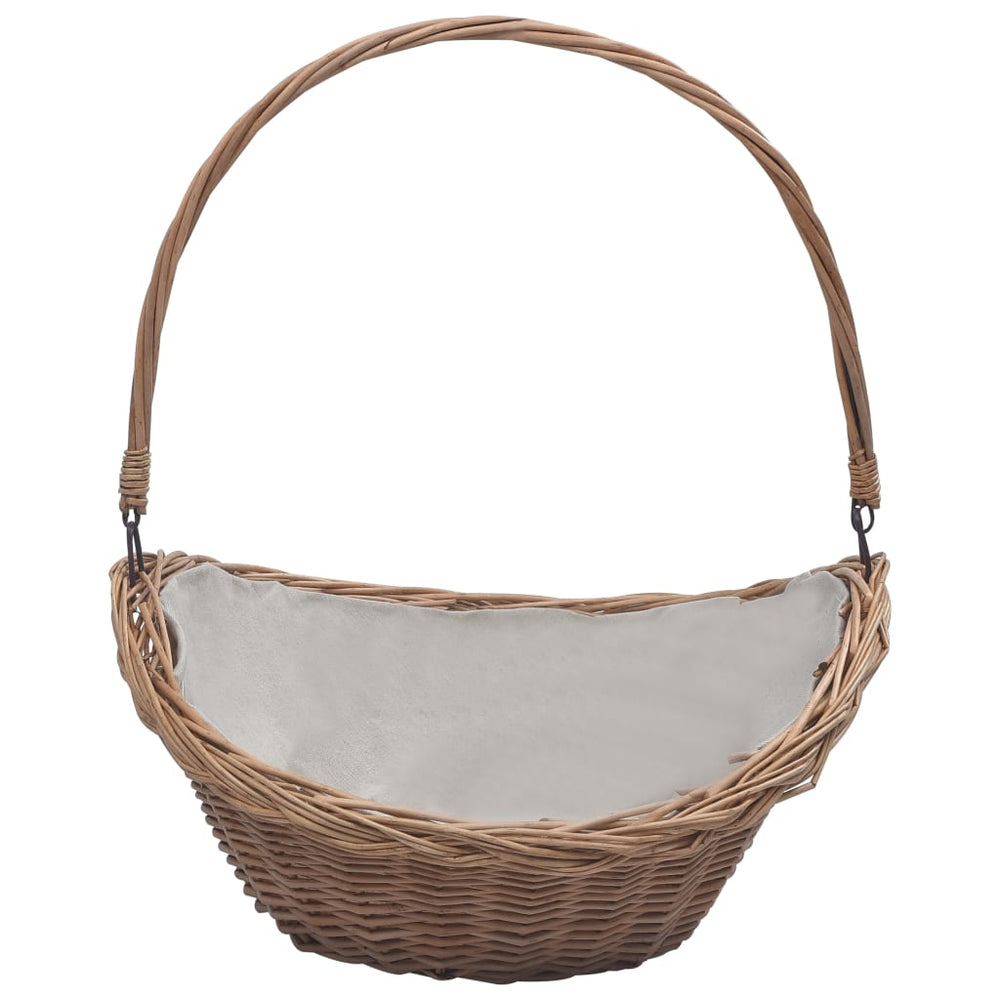 vidaXL Wicker Log Basket with Handle 57 x 46 x 52 cm Brown