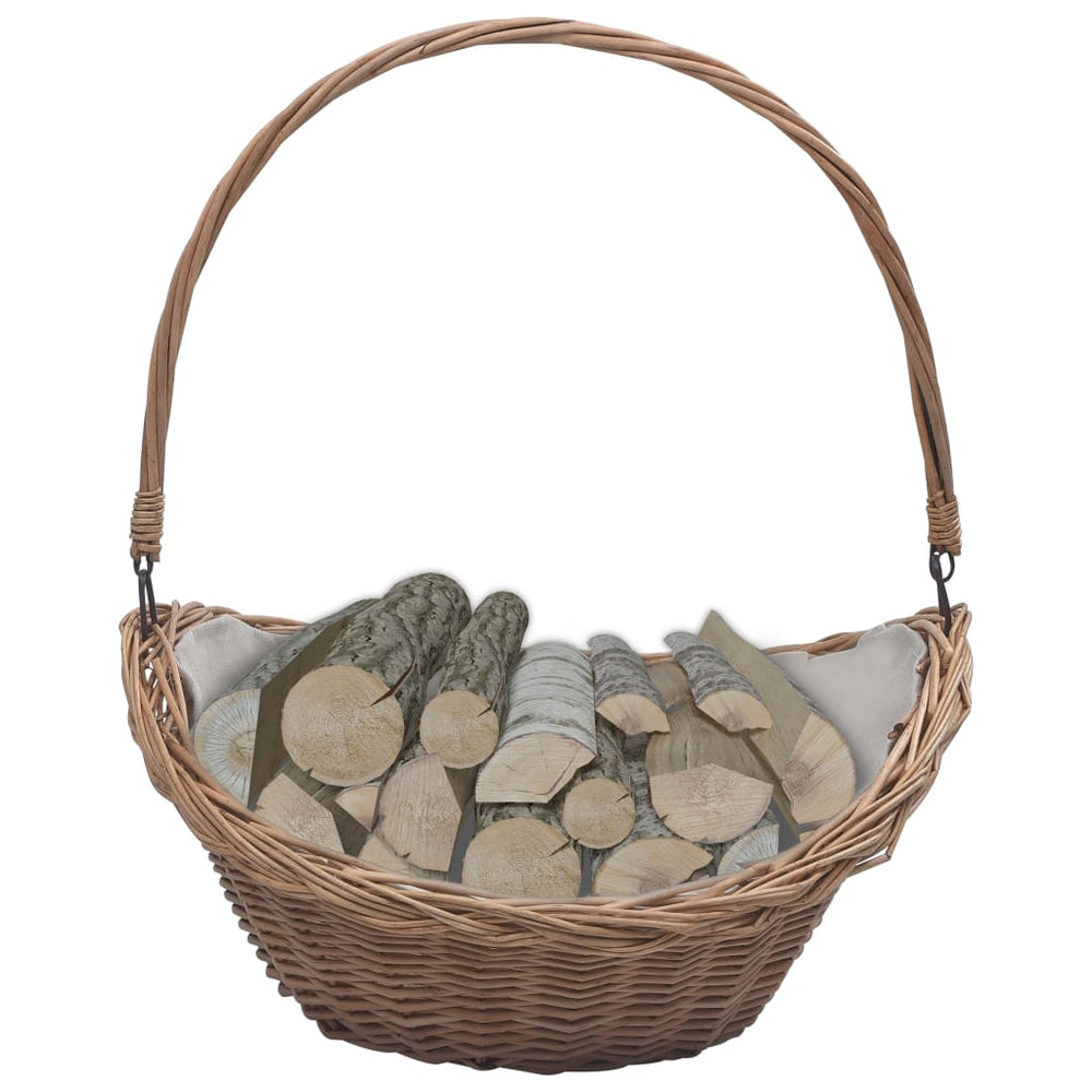 vidaXL Wicker Log Basket with Handle 57 x 46 x 52 cm Brown