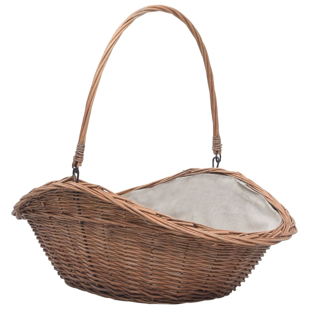 vidaXL Log Basket with Handle 60 x 44 x 55 cm Natural Wicker