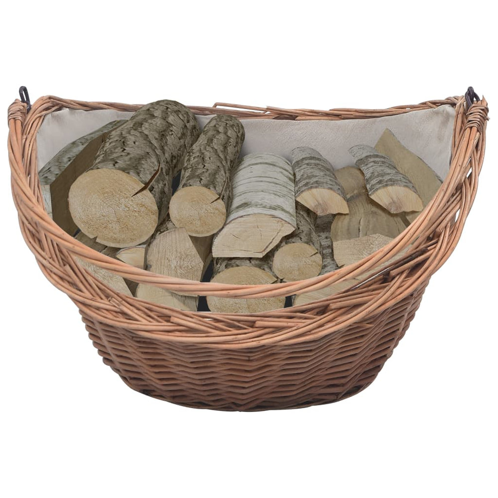 vidaXL Log Basket with Handle 60 x 44 x 55 cm Natural Wicker