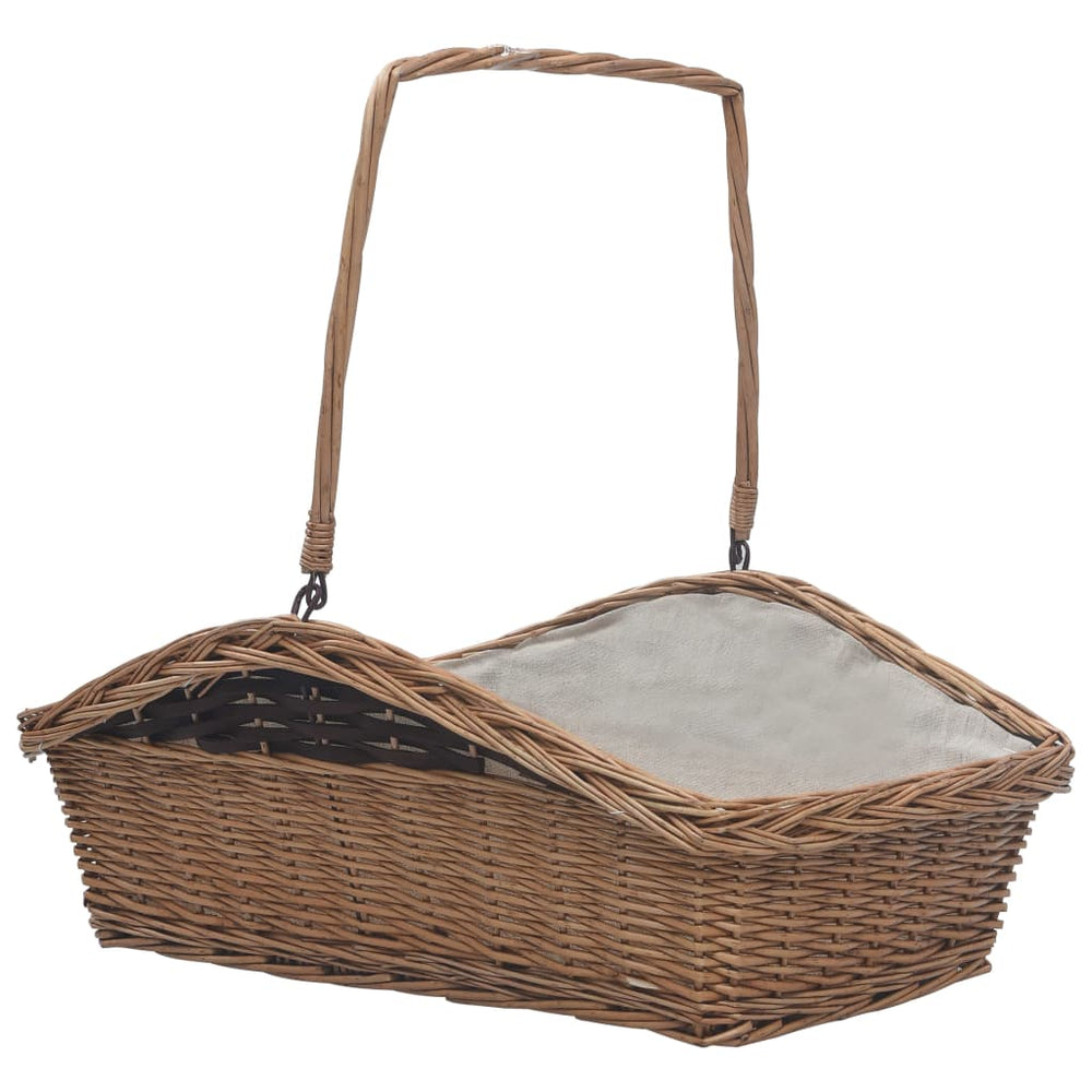 vidaXL Wicker Log Basket with Handle 61.5 × 46.5 × 58 cm Brown
