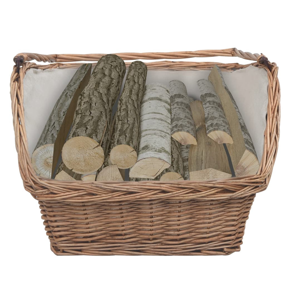 vidaXL Wicker Log Basket with Handle 61.5 × 46.5 × 58 cm Brown