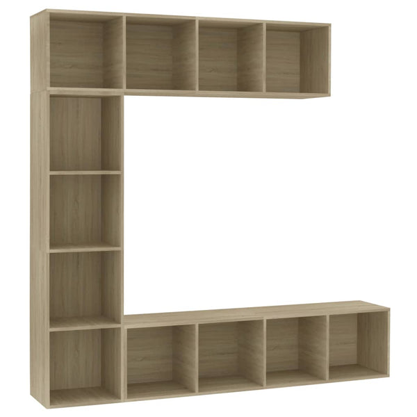 vidaXL 3-Piece Book/TV Cabinet Set Sonoma Oak 180x30x180 cm
