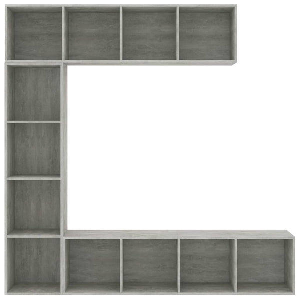 vidaXL 3-Piece Book/TV Cabinet Set Concrete Grey 180x30x180 cm