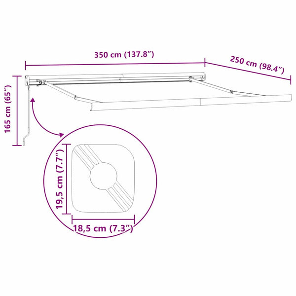 vidaXL | Awning Frame | Anthracite 350 x 250 cm Aluminium