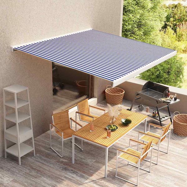 vidaXL Awning Fabric Canvas Blue & White 450x300 cm