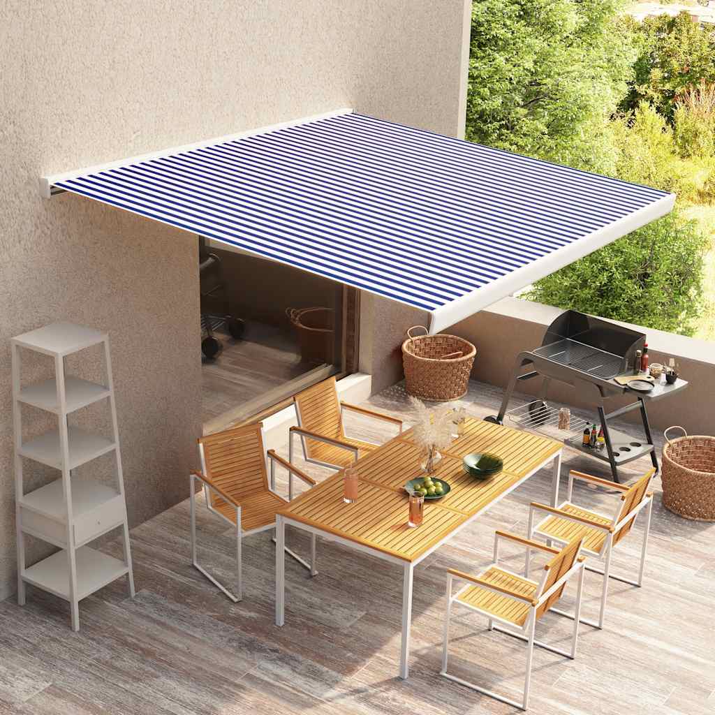 vidaXL Awning Fabric Canvas Blue & White 500x300 cm
