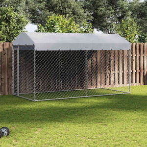 Outdoor-Hundezwinger mit Überdachung 382x192x225 cm