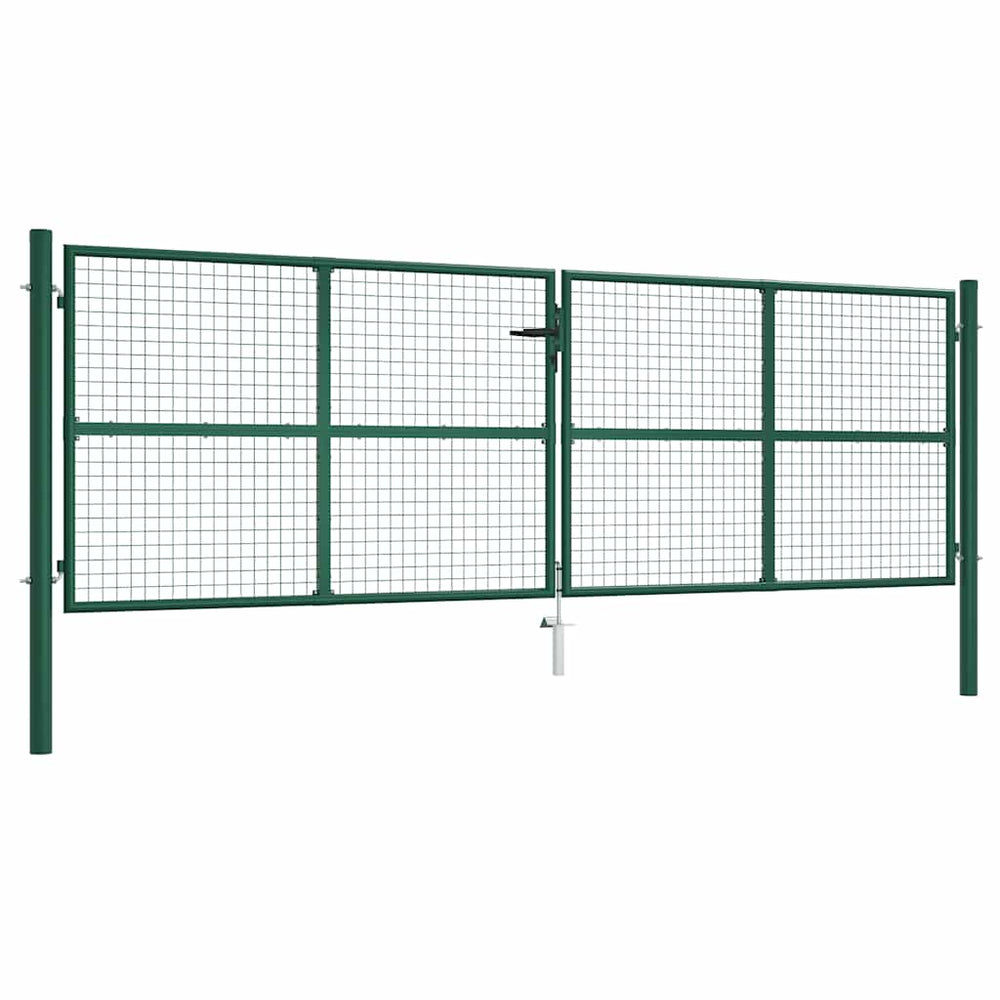 Maschen-Gartentor aus Stahl 400 x 125 cm Grün