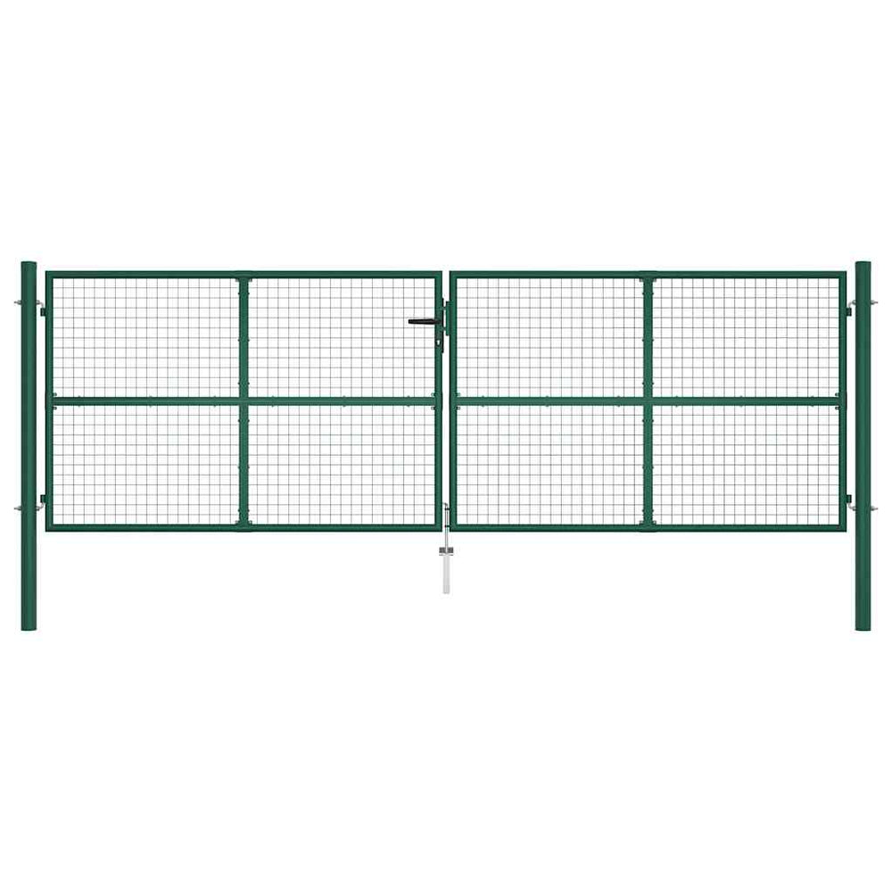Maschen-Gartentor aus Stahl 400 x 125 cm Grün