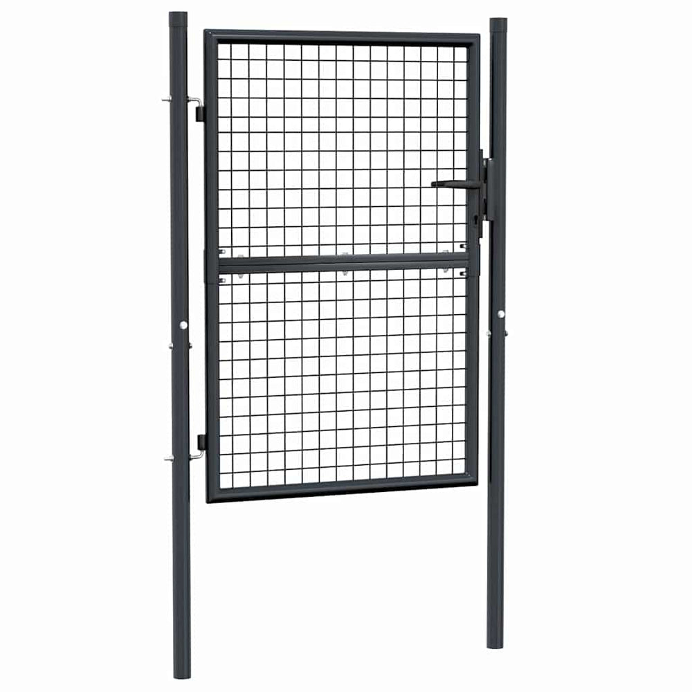 Maschen-Gartentor verzinkter Stahl 100 x 125 cm Grau