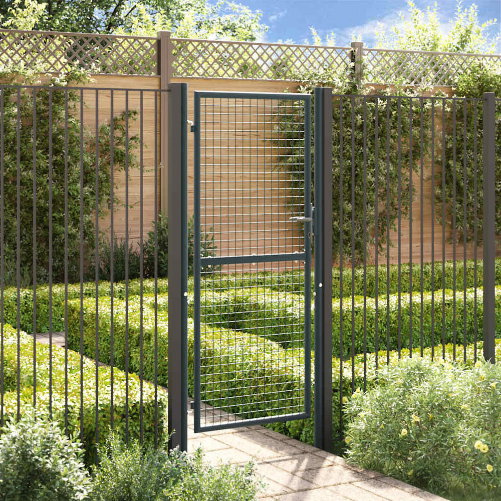 vidaXL Mesh Garden Gate Galvanized Steel 100 x 200 cm Grey