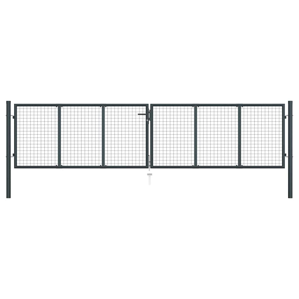 vidaXL Mesh Garden Gate Galvanized Steel 400 x 75 cm Grey