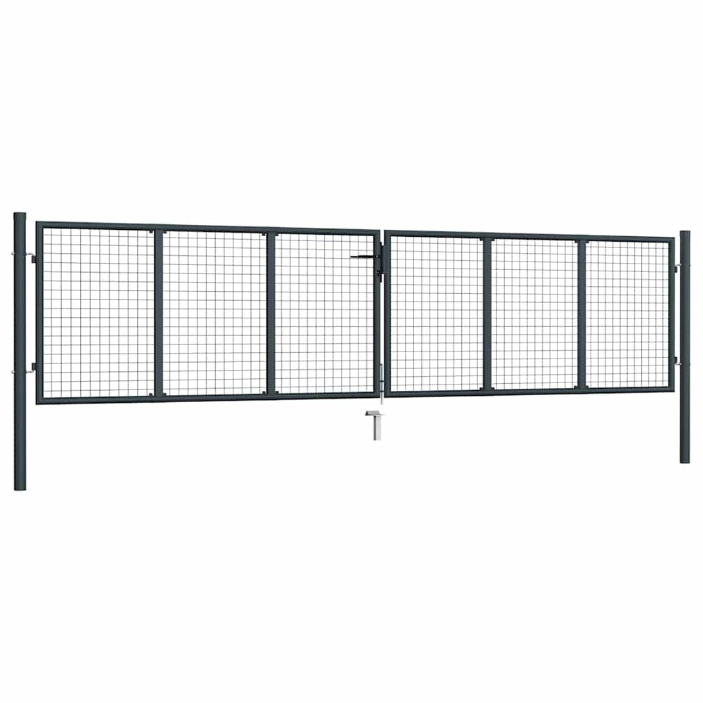 vidaXL Mesh Garden Gate Galvanized Steel 400 x 75 cm Grey