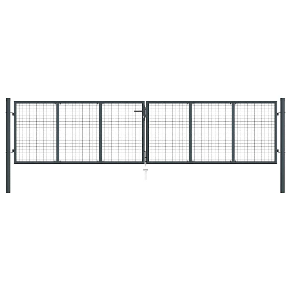 vidaXL Mesh Garden Gate Galvanized Steel 400 x 100 cm Grey