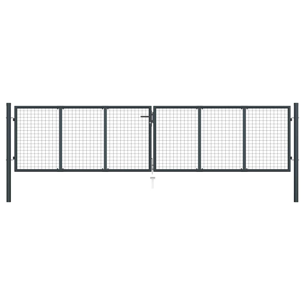 vidaXL Mesh Garden Gate Galvanized Steel 400 x 100 cm Grey