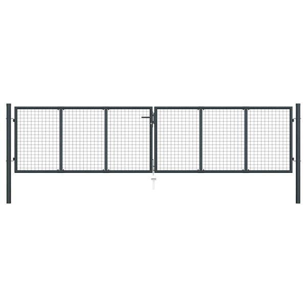 vidaXL Mesh Garden Gate Galvanized Steel 400 x 100 cm Grey